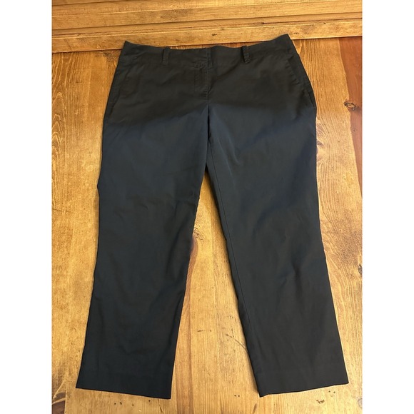 ANN TAYLOR Women's Casual Stretch Crop Capri Chino Khaki Pants Size 12 Black - Picture 1 of 5